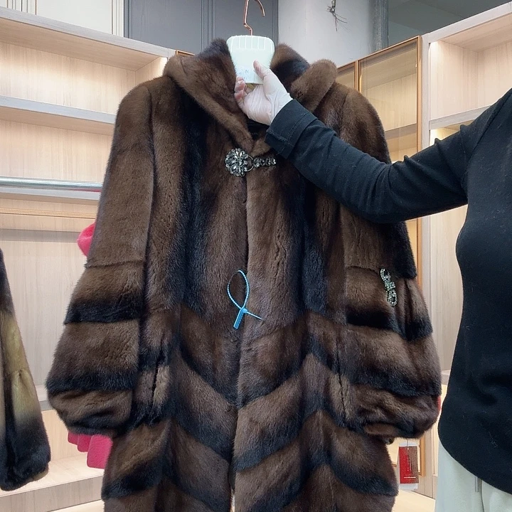 中长咖啡色连帽01068