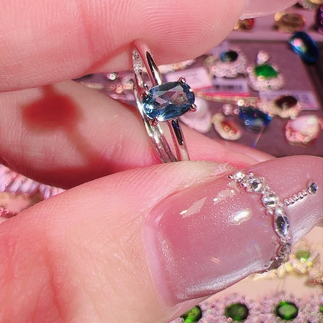 托帕石戒指银S925镶嵌