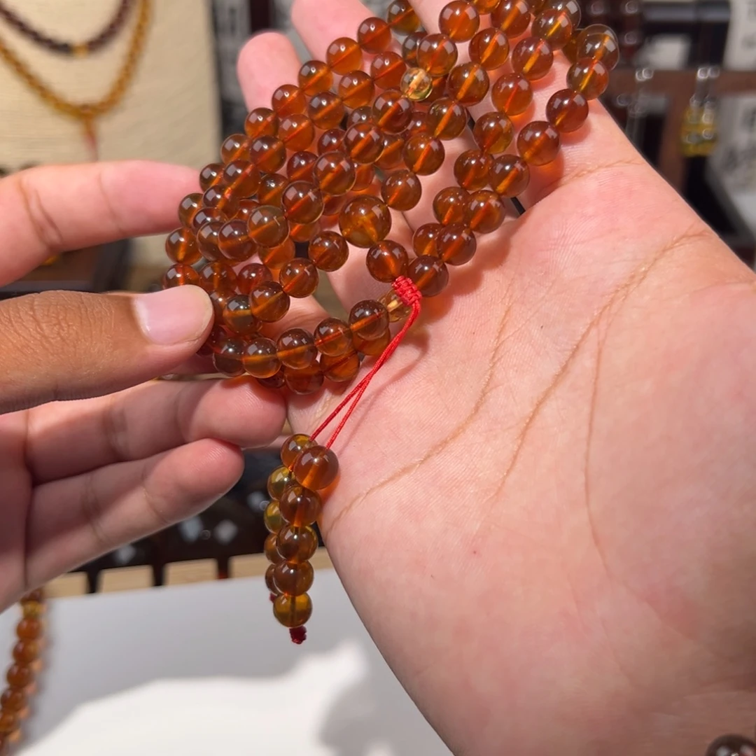 未镶嵌颈饰琥珀7mm棕红108