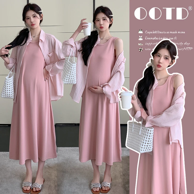 甜美时尚孕妇装夏季新款爆款韩版宽松防晒衬衫舒适显瘦孕妇连衣裙