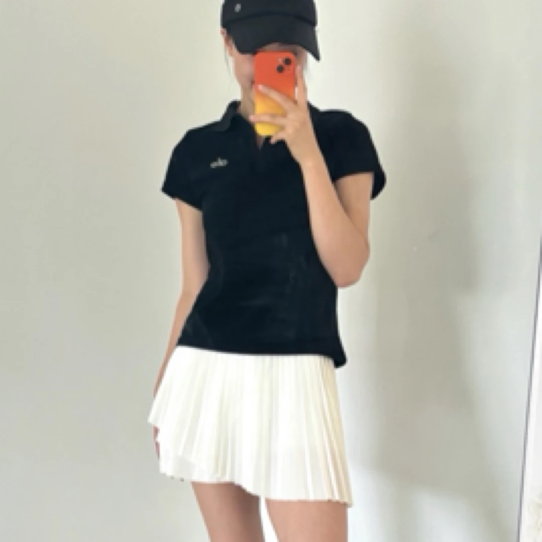 简约印花短袖POLO衫女修身显瘦设计感小众短袖T