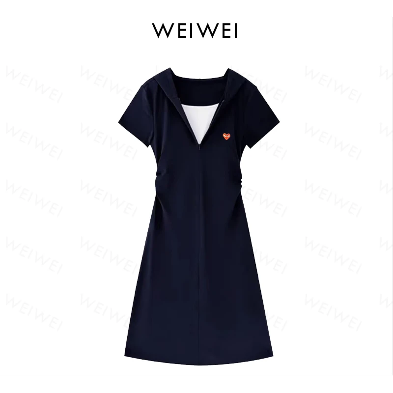 夏季时尚简约显瘦气质连帽休闲裙