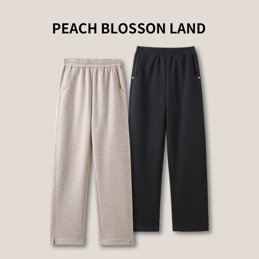 气质纯色高腰直筒裤女休闲窄版阔腿长裤SS23261