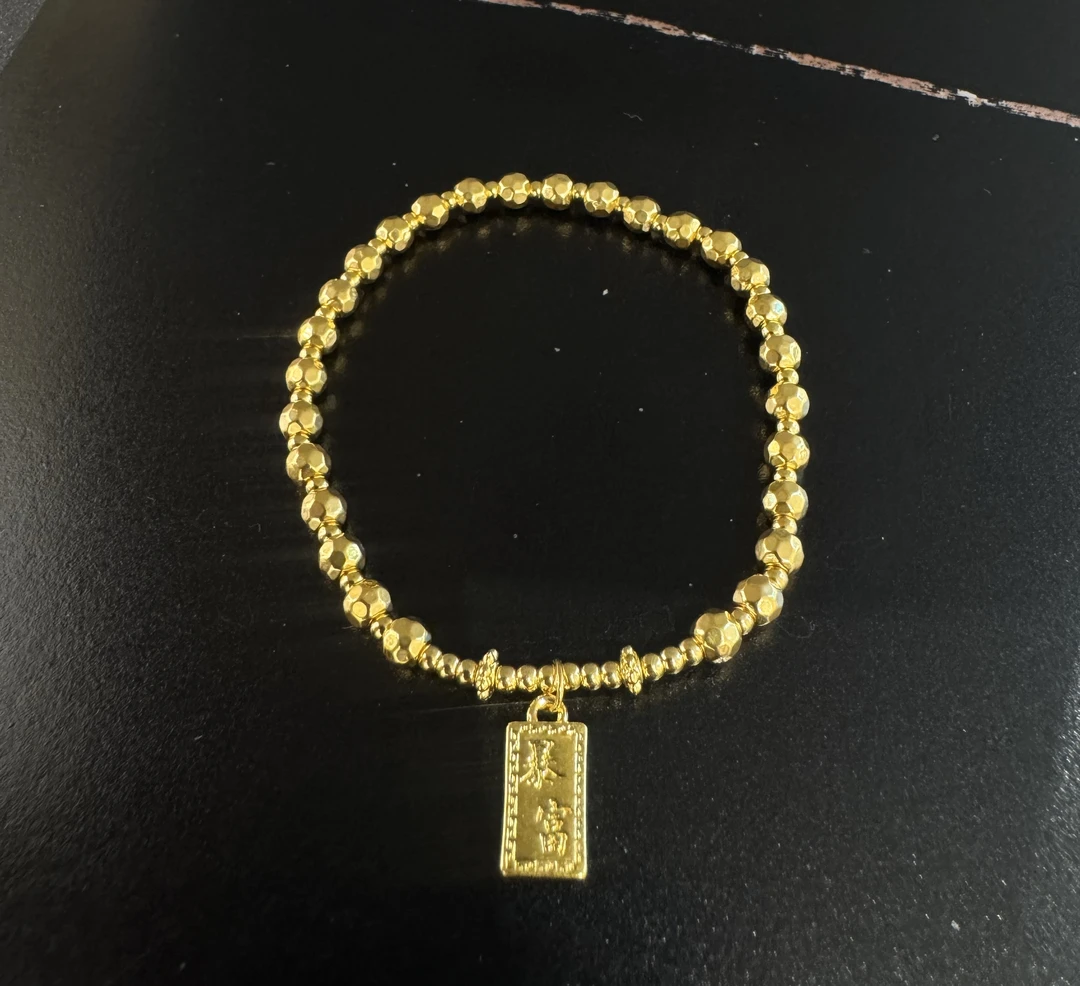 足金卡4蹦迪金珠百搭小金砖精美小金珠ZB30045