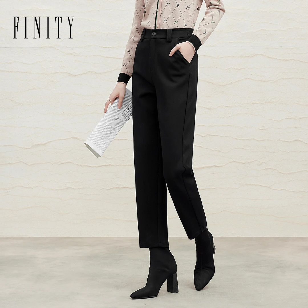 FINITY 休闲裤气质时尚宽松高腰垂感直筒休闲九分裤 F21X8C47K4