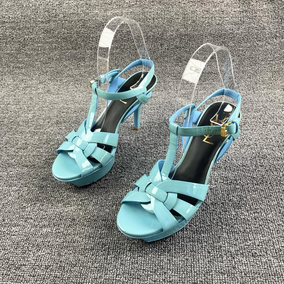 95新 YSL/圣罗兰 漆皮高跟靴 36码