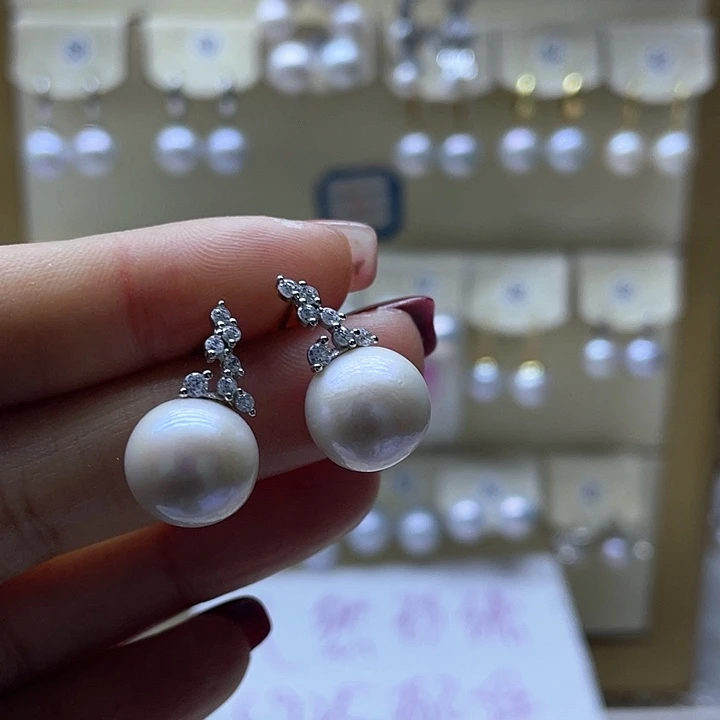 淡水珍珠耳饰银S925镶嵌