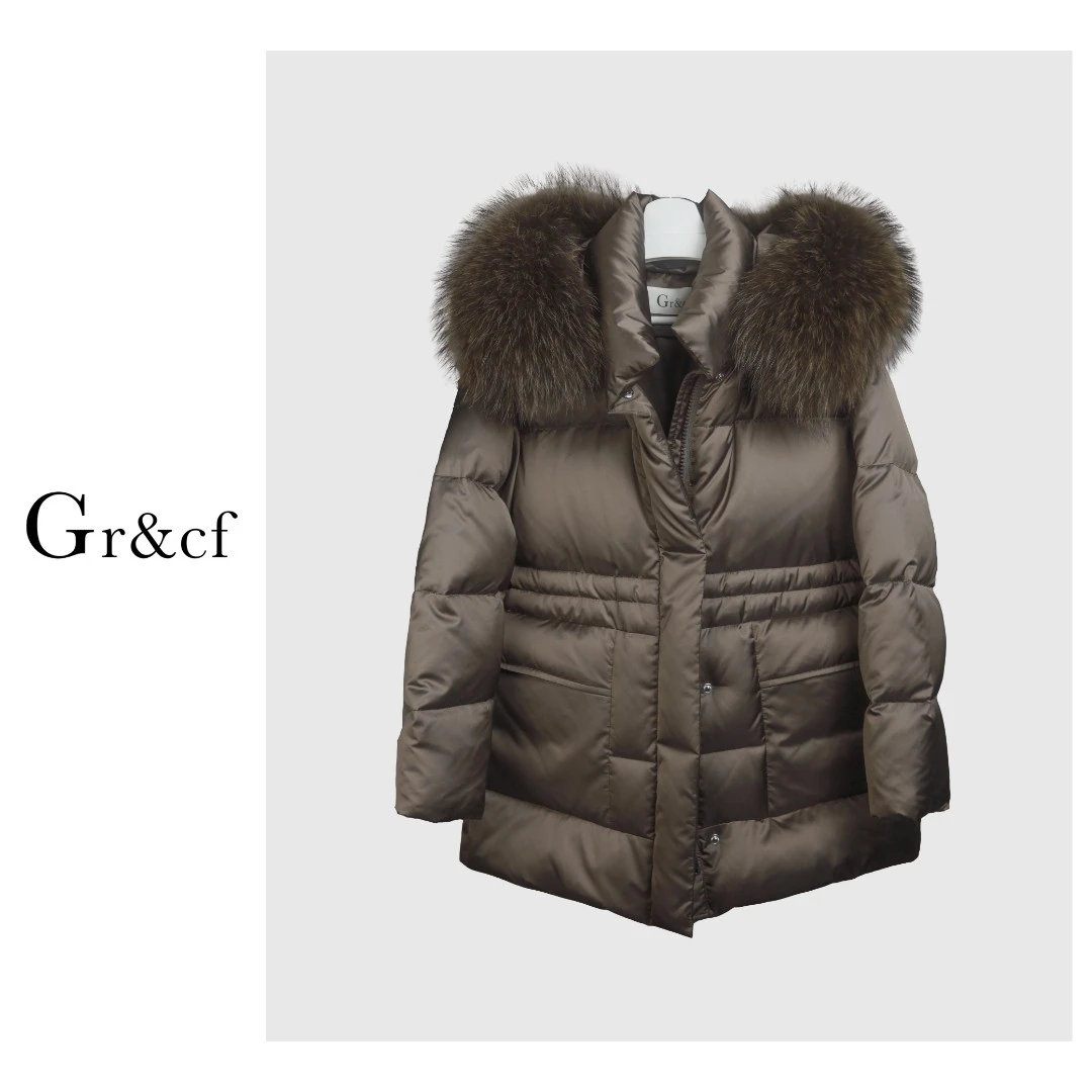 GR&CF/歌瑞丝芬658 设计师款高奢品牌貉子毛鹅绒服外套
