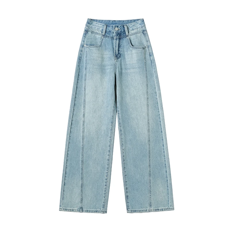 春季新款牛仔裤女2025年春季高腰时尚显高显瘦阔腿裤垂感洋气3843