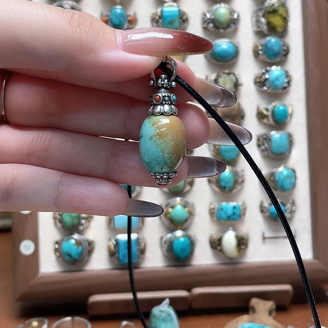 绿松石银S925镶嵌颈饰