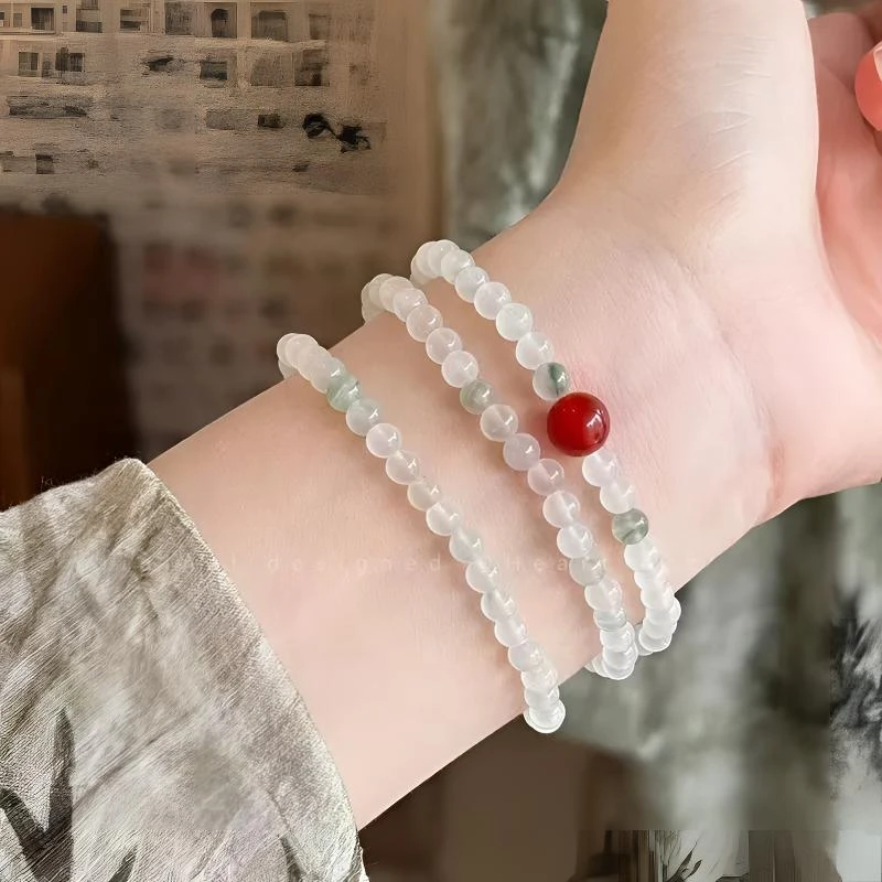 天山翠手链女生新中式古风天然石串珠叠戴手串清冷多样性拍一发一