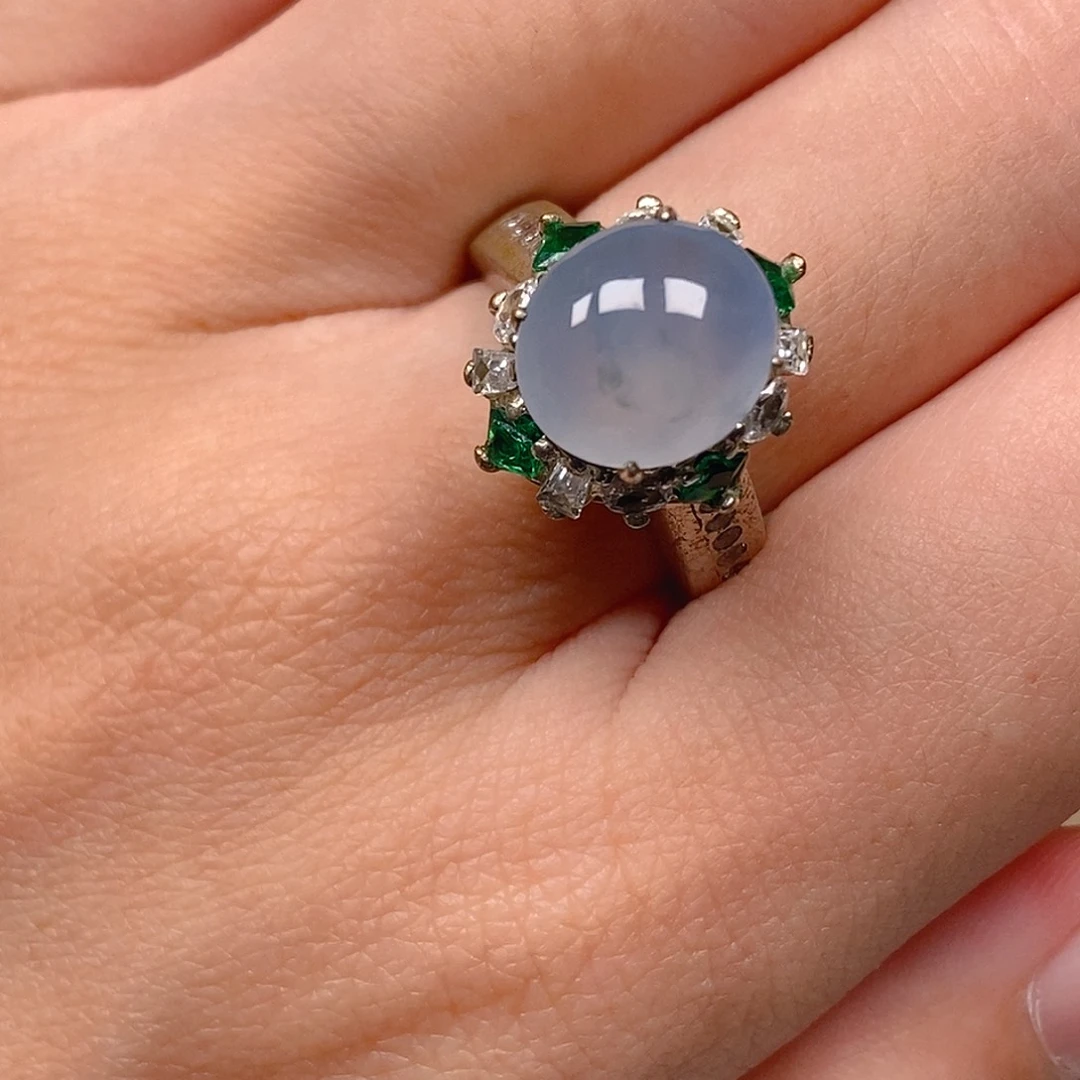 翡翠戒指未镶嵌冰紫飘花