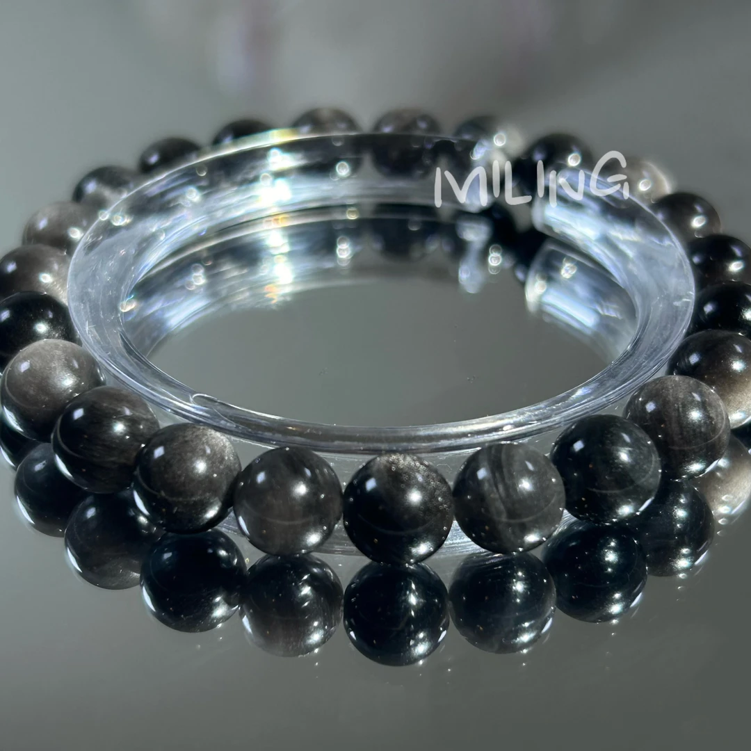 【银曜石】银曜石素圈手串
