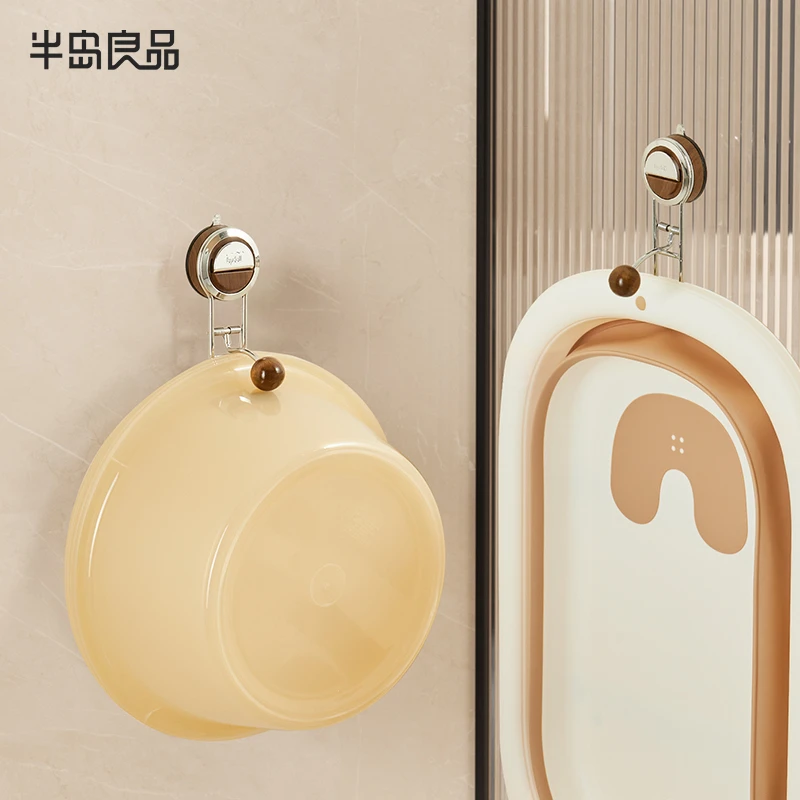 吸盘脸盆挂钩浴室盆子收纳架卫生间置物架厕所免打孔家用挂盆神器