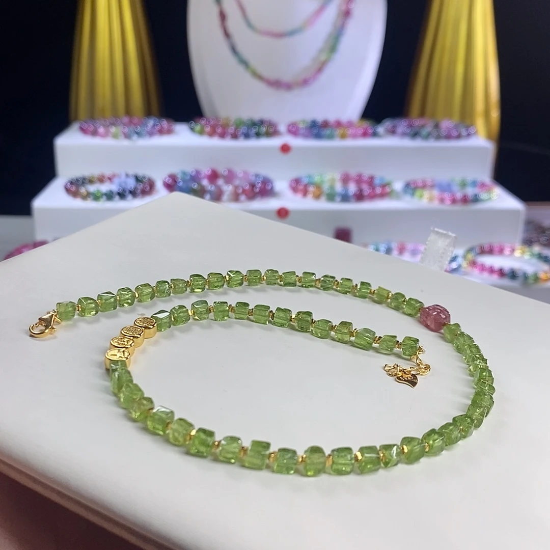 未镶嵌手链碧玺方糖双圈