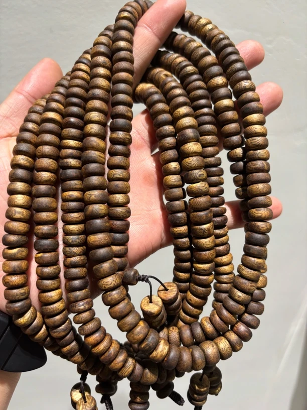 【森海沉香】22克乌身圆叶大料虫漏手串（多样性发货一条）