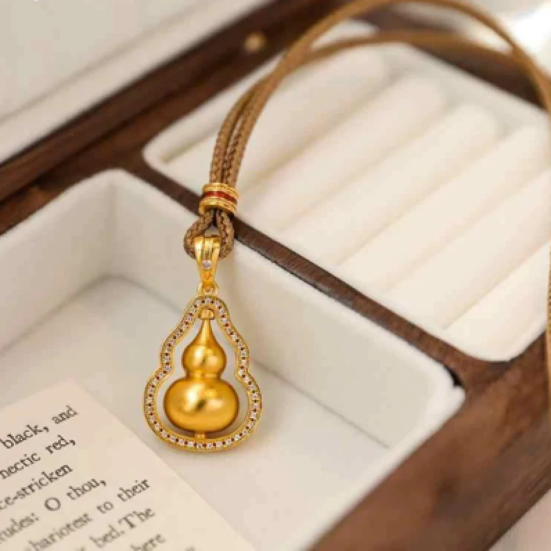 钛钢珐琅项链 810镀k金葫芦吊坠古法福禄挂坠毛衣链送女友礼物