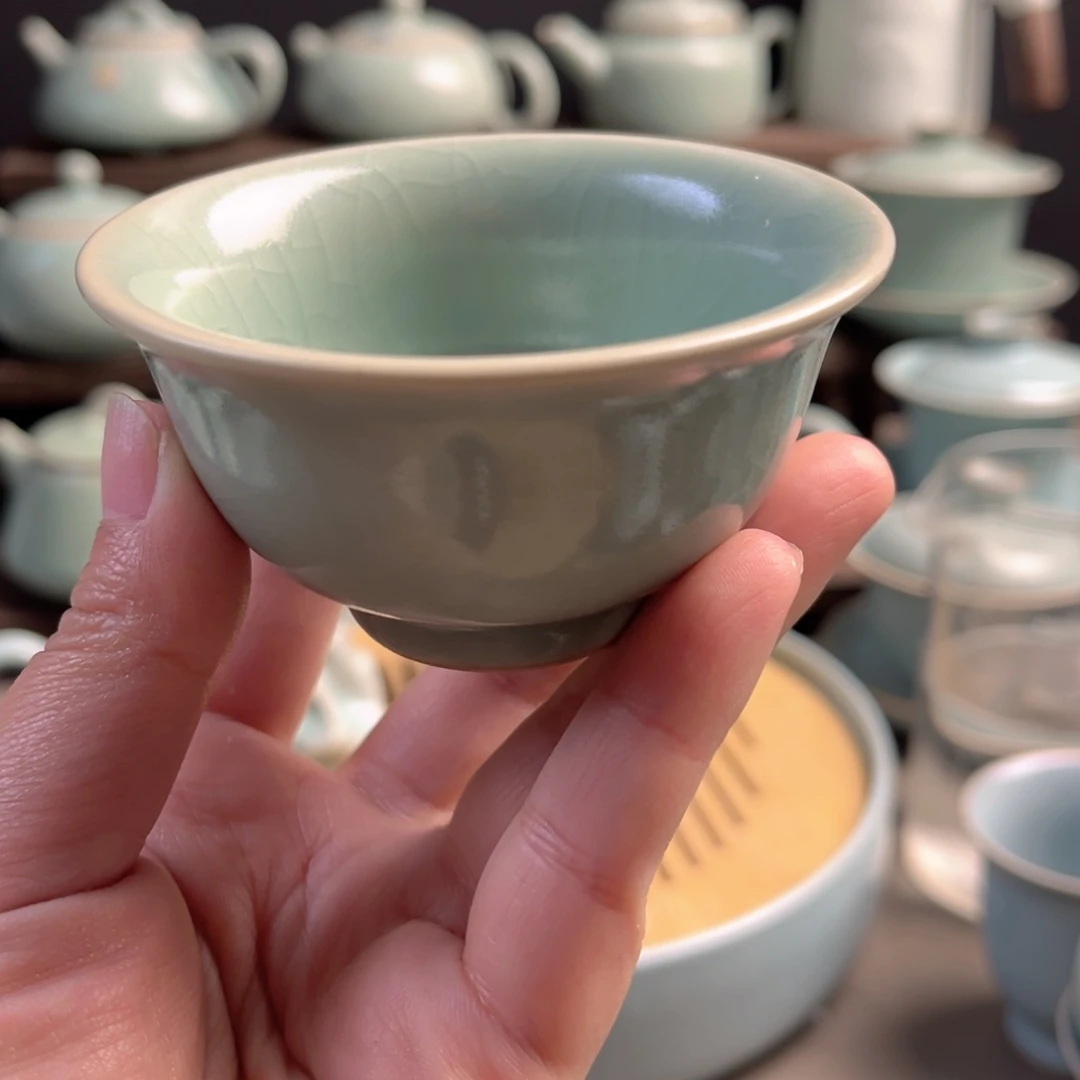 陶摆件瓷仿古釉压手杯原矿