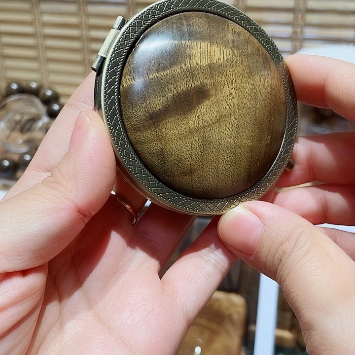 金丝楠金丝楠木阴沉料复古圆镜子