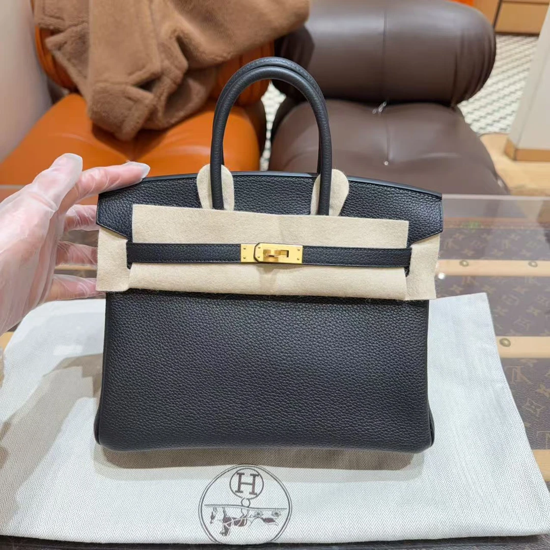 未使用 Hermes/爱马仕 birkin25黑色磨砂金扣 togo皮！k刻！