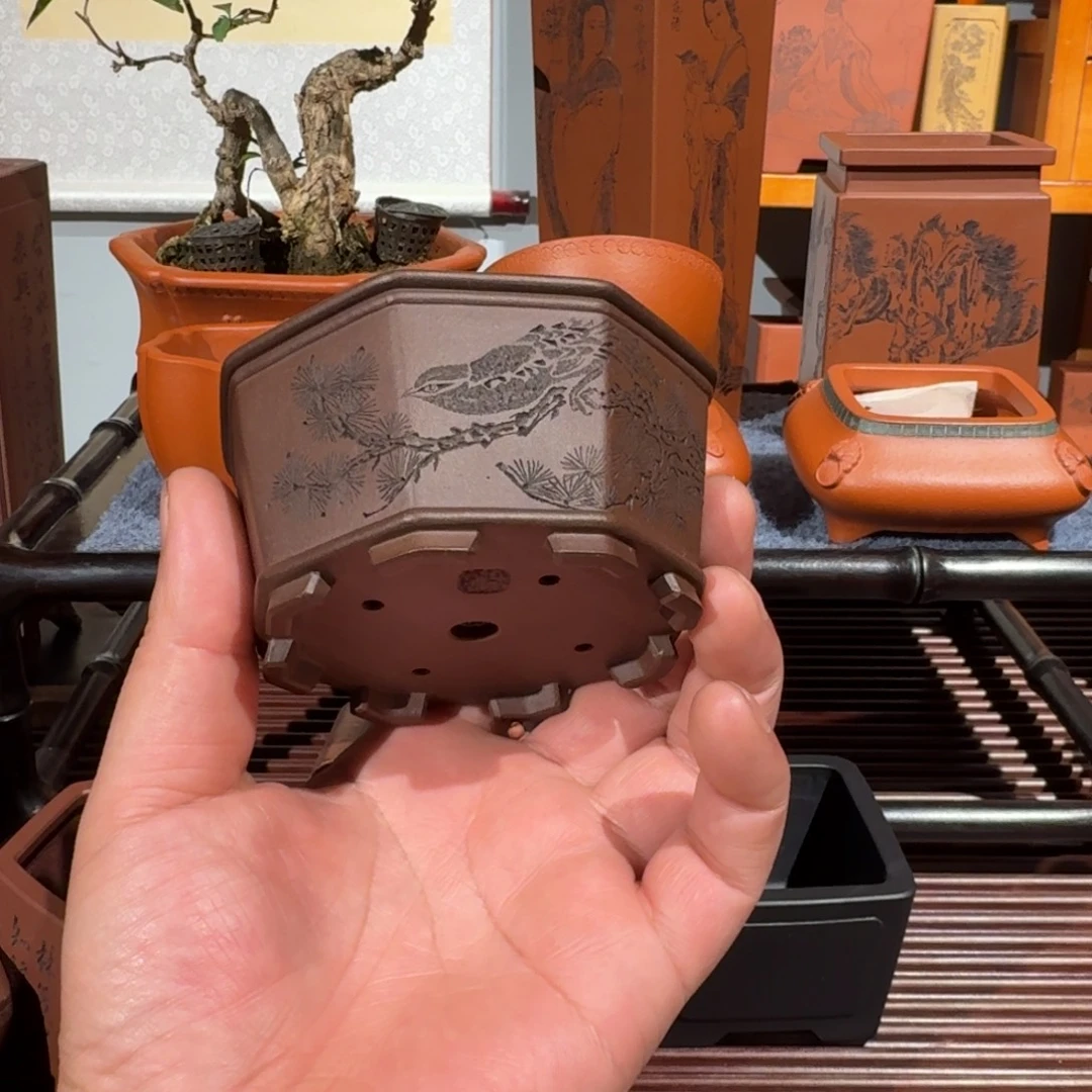 紫砂花盆原矿紫泥