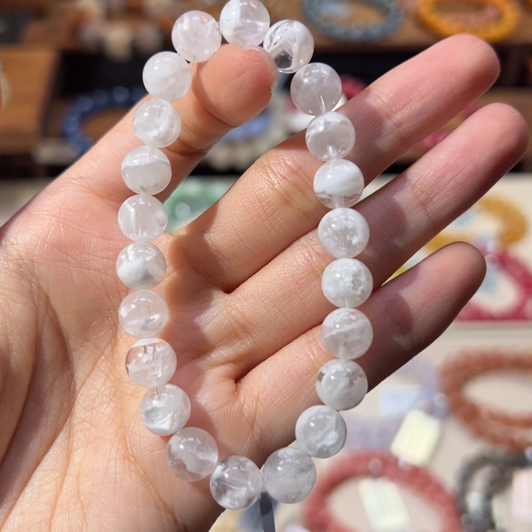 水晶手串未镶嵌8m暴风雪白雪花幽灵