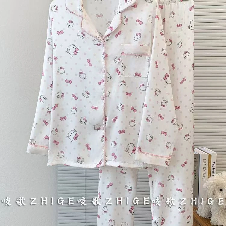 秋季V领长袖成人睡衣家居服套装套装印花大码家居服睡衣