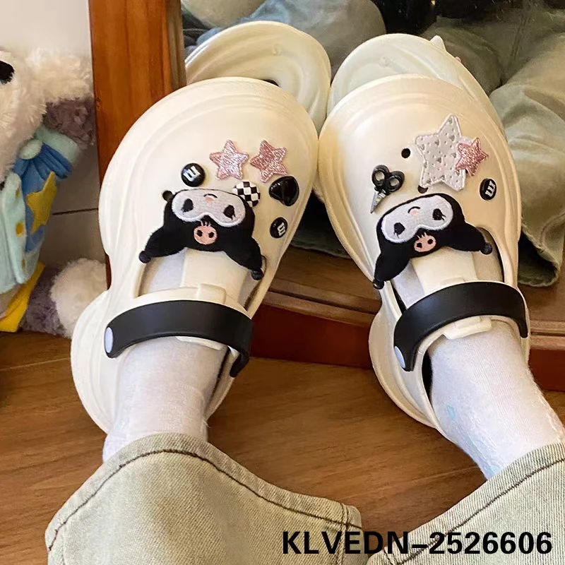 2526606少女风平跟平底日常可爱风包头拖卡通夏季沙丘废土风