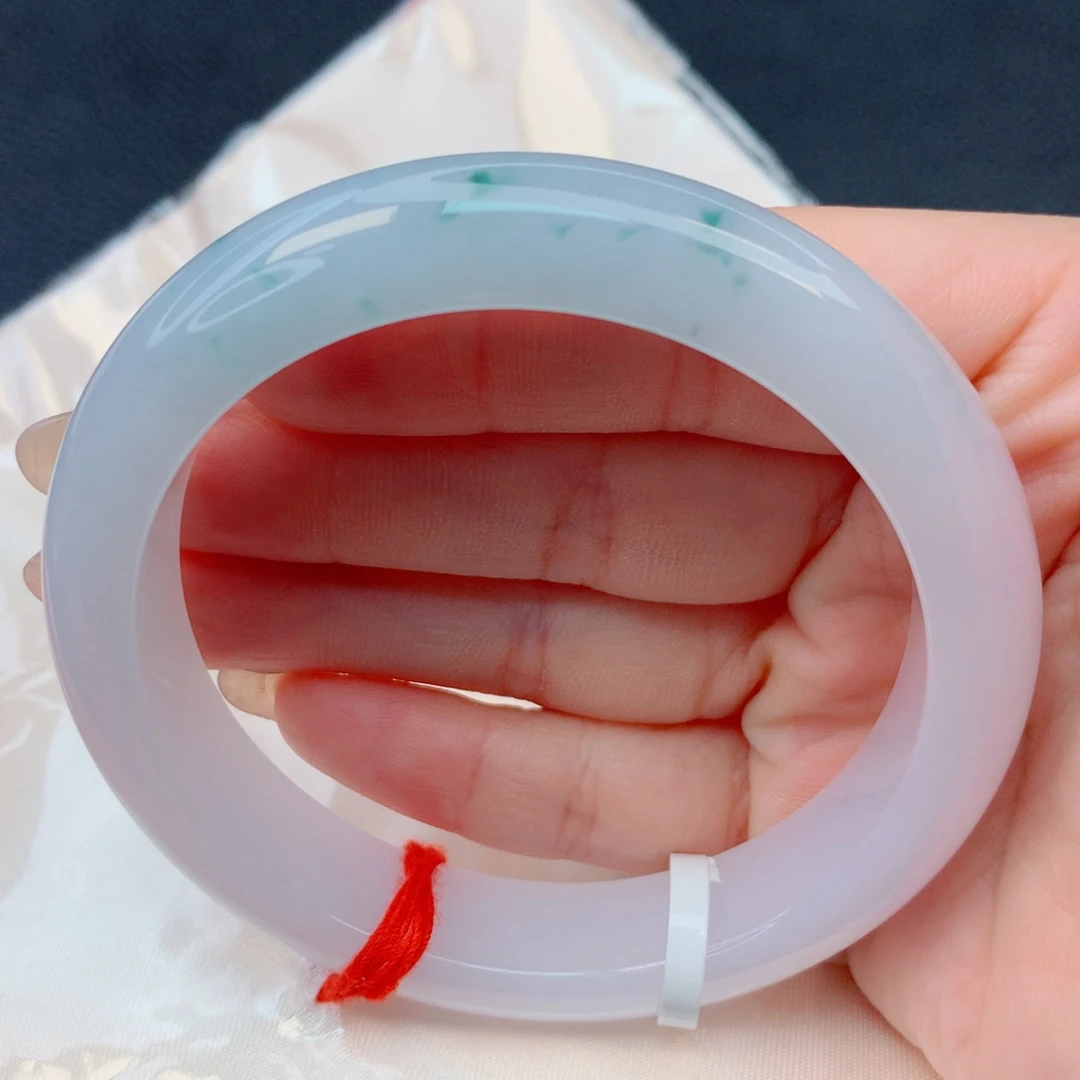 翡翠未镶嵌手镯58-59细糯化胶润粉紫飘花