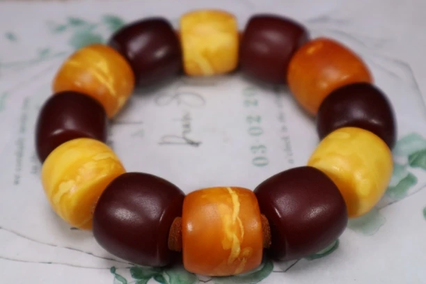 【青希珠宝】天然琥珀蜜蜡马蹄多宝马蹄手串尺寸21.6mm