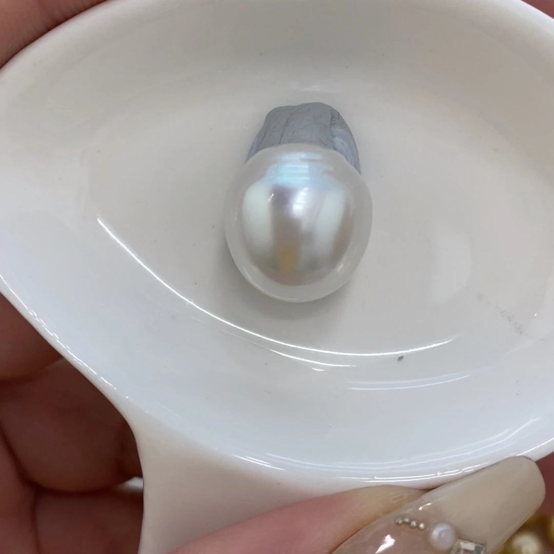 海水珍珠裸珠澳白单珠14.9