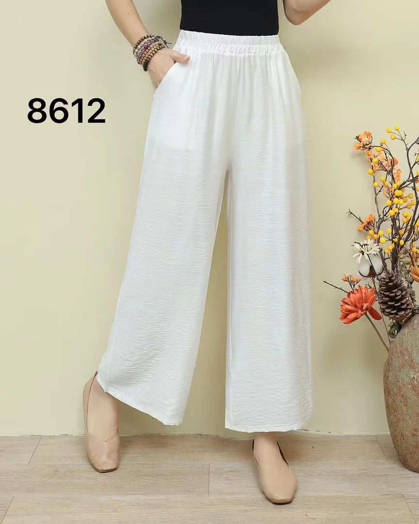 2025夏季新款阔腿裤纯色宽松高腰休闲裤女薄款长裤