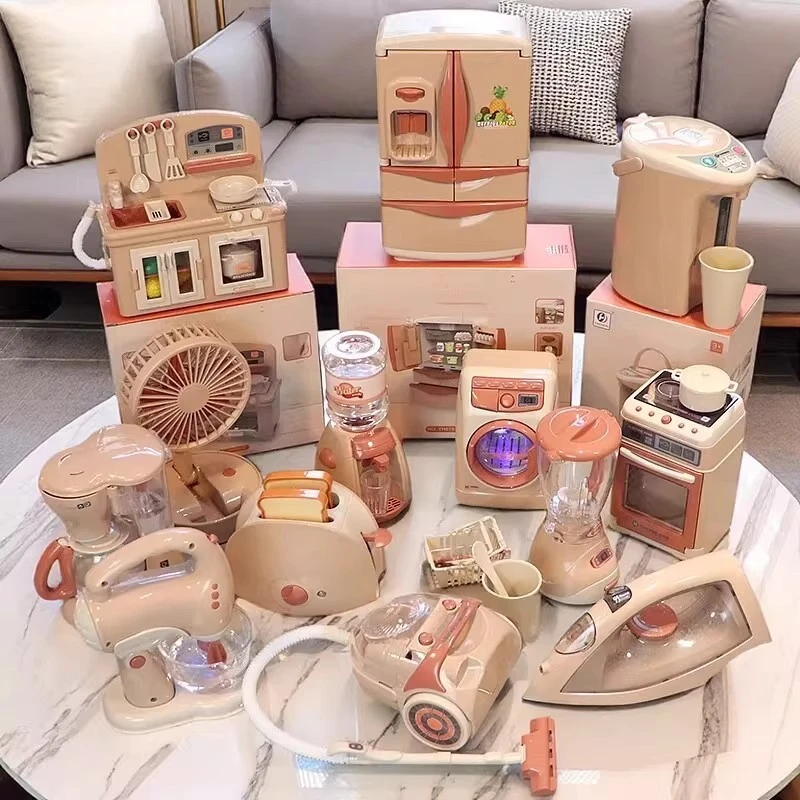 迷你过家家厨房玩具仿真电动洗衣机吸尘器科学实验益智小家电