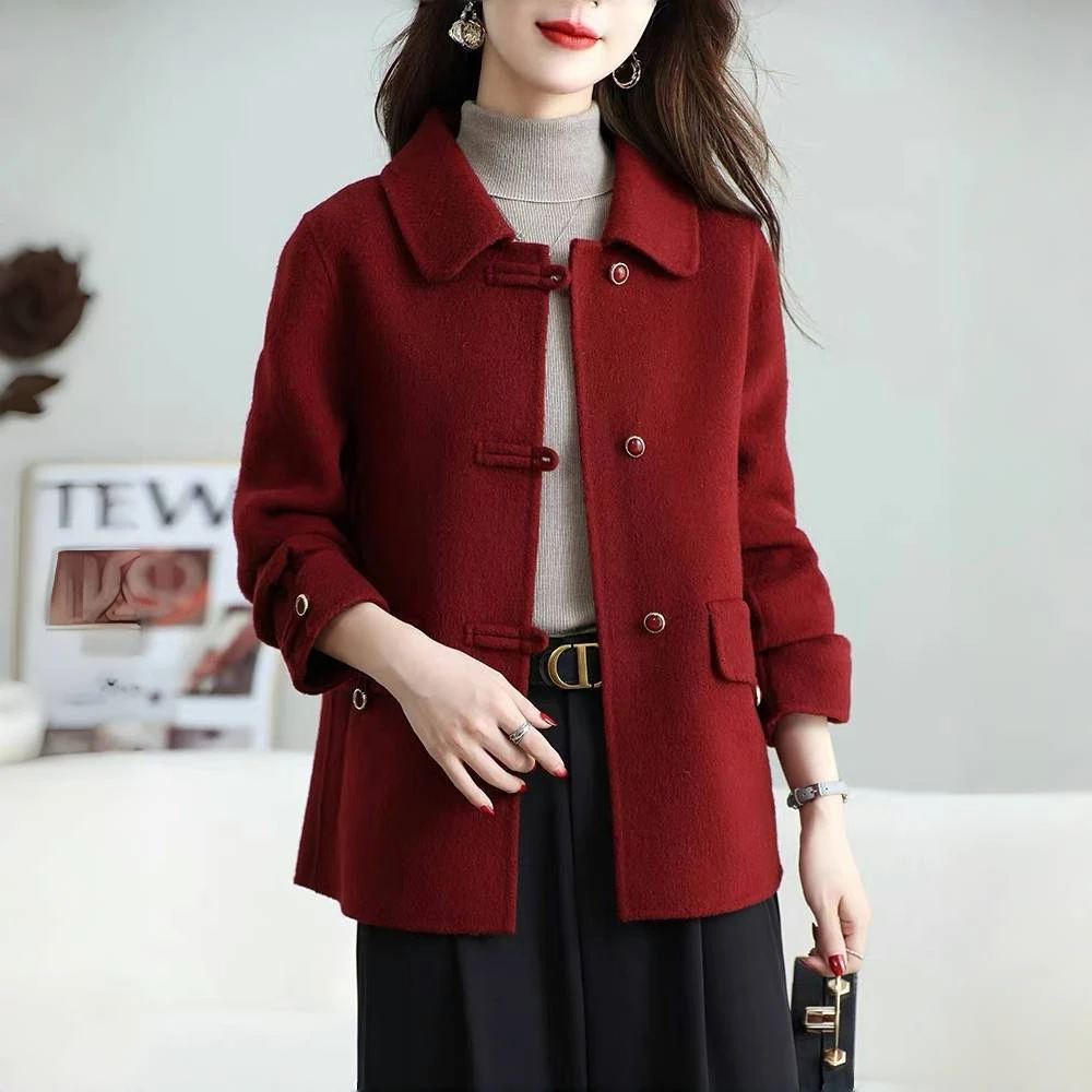 高档双面羊毛大衣女气质阔太太时尚2024冬季新款宽松羊毛呢子外套