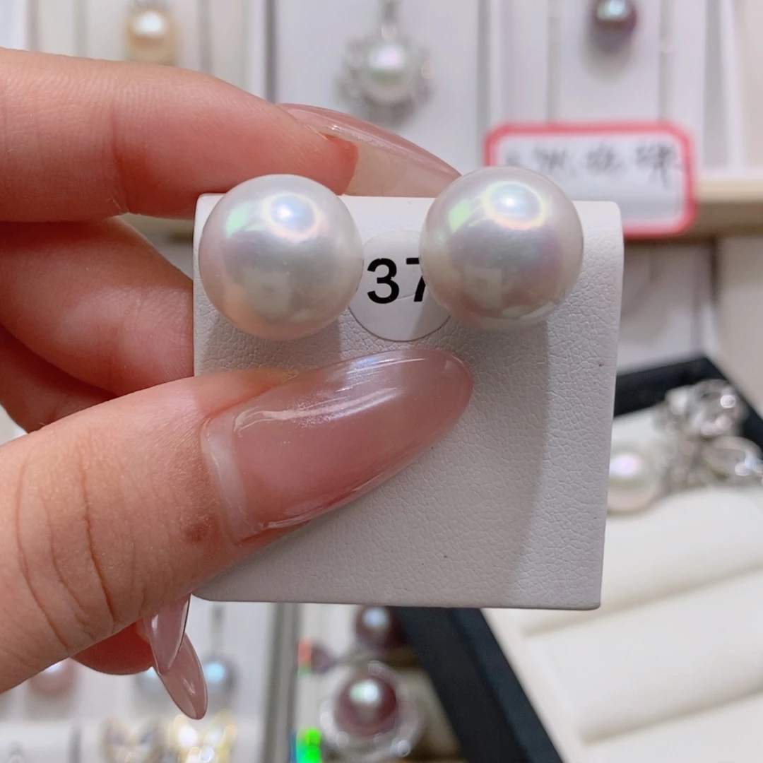 听****银S925镶嵌耳饰淡水珍珠13➕