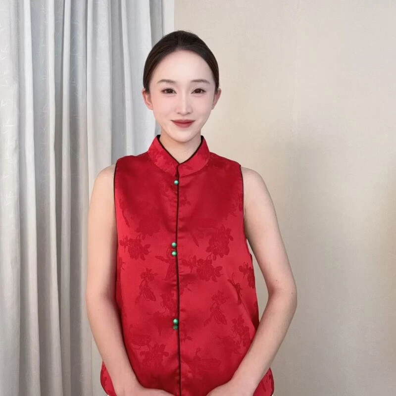 【嫣红】2025夏季双面穿新中式国风马甲-SXW