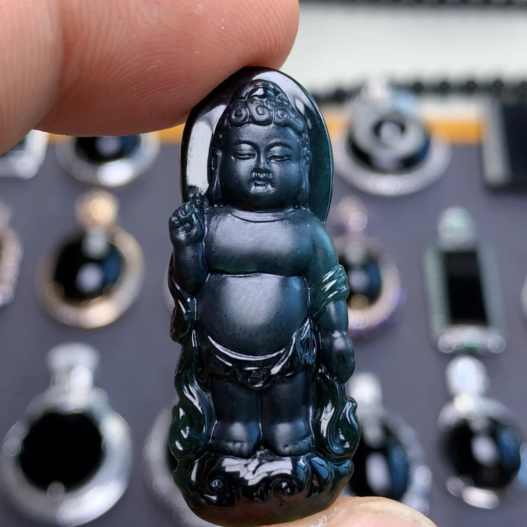 颈饰未镶嵌翡翠墨翠佛祖