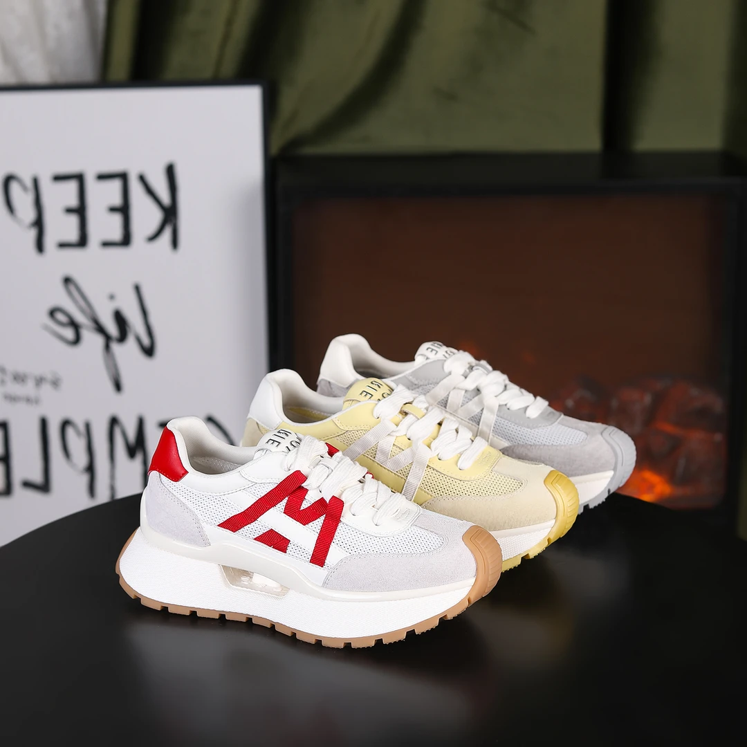 【RIELOV●半夏】头层牛皮增高6cm时尚潮流百搭女士休闲鞋 5S123