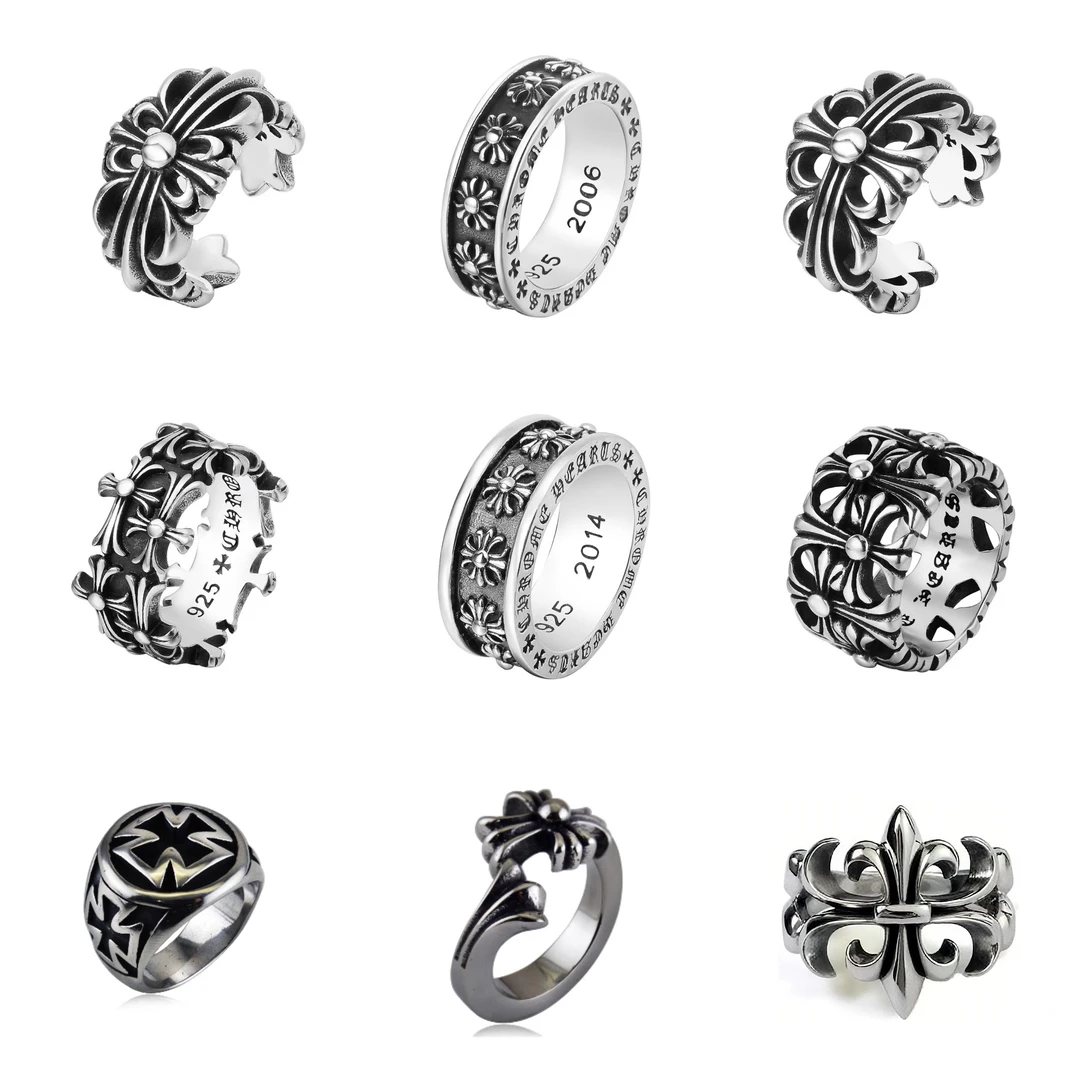 钛钢戒指 复古十字架戒指男士指环时尚重工戒指百搭潮流