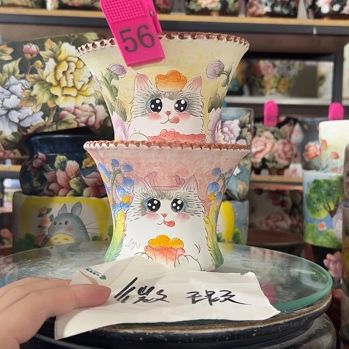 满38包邮 景德镇手绘花盆