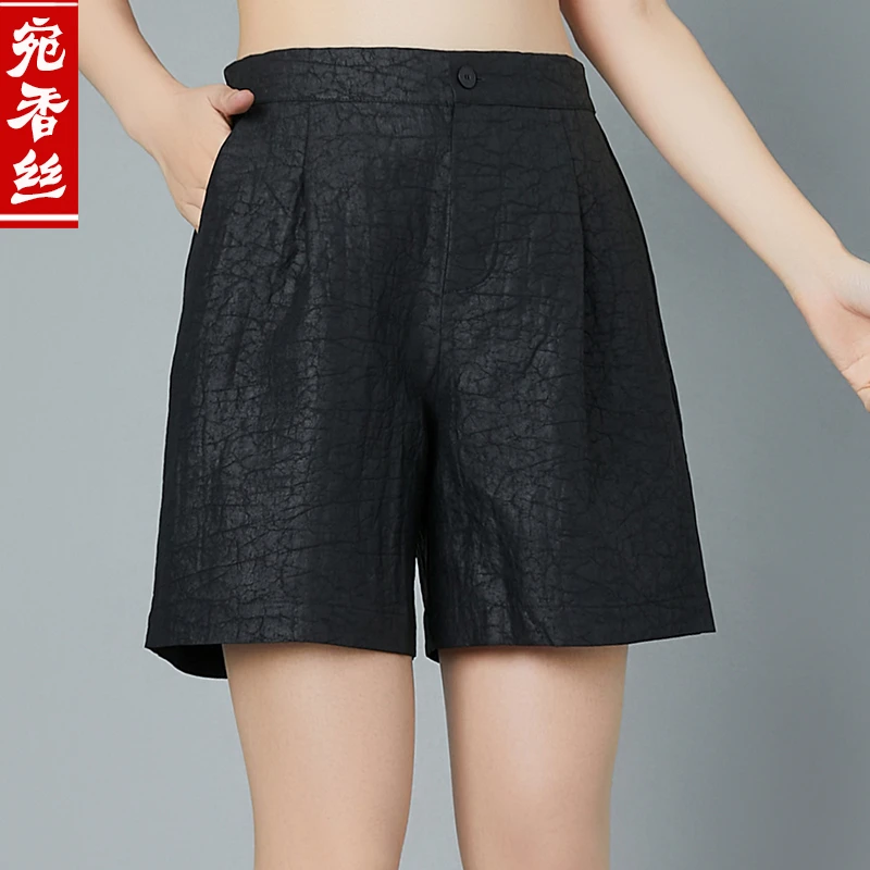 宛香丝1351香云纱真丝短裤女桑蚕丝休闲裤2025夏季新款杭州品牌