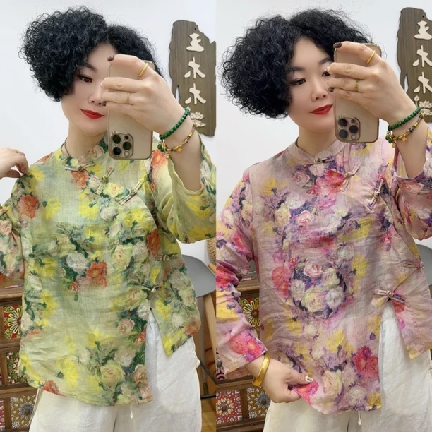 【木木推荐】8020#盘扣苎麻长袖衫