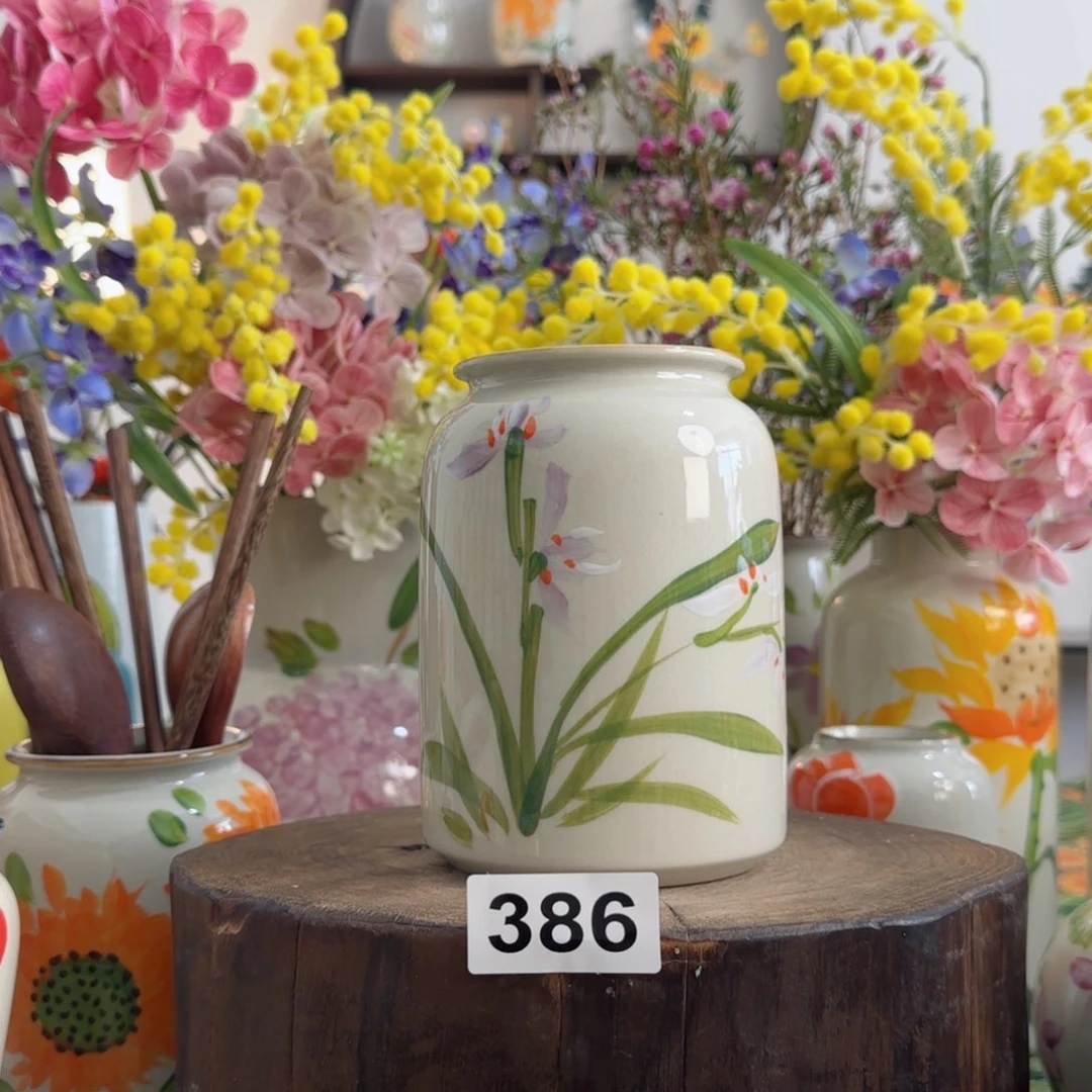 摆件景德镇陶瓷手绘小花瓶摆件无孔