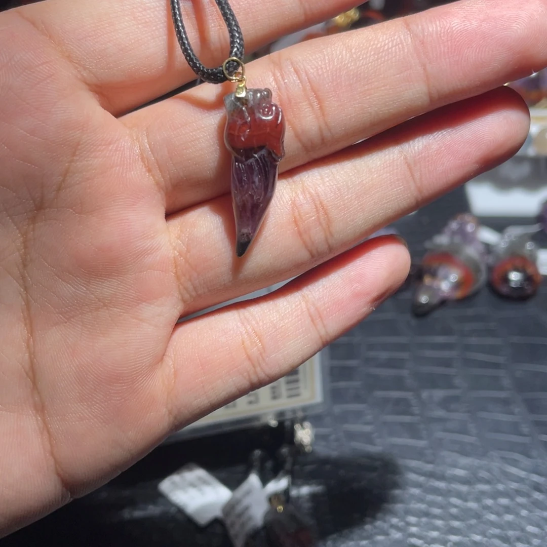 清***日吊坠(赠链)水晶18K金镶嵌极光23龙牙吊坠