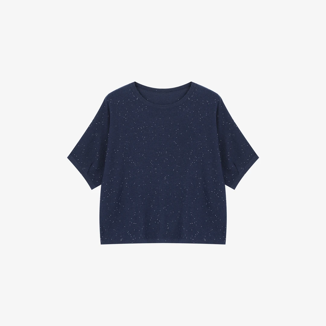 圆领短袖纯色直筒型打底简约毛针织衫---JKK000400 【阿邱时尚社】