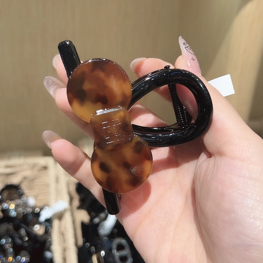 仿珍珠非金属玳瑁色蝴蝶结中抓