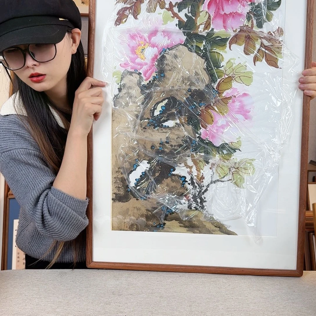 书法纯手绘，纯手写带框尺寸：53×103厘米