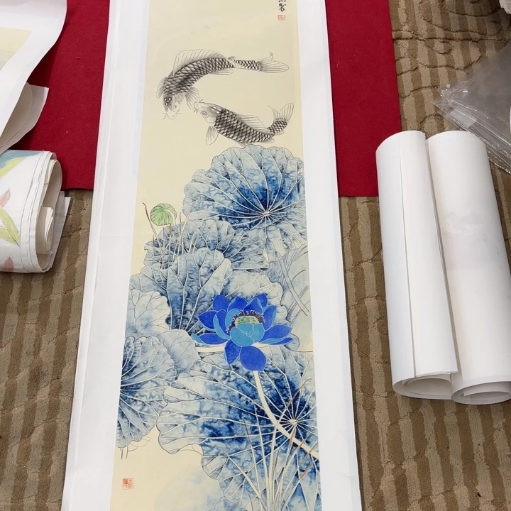 国画花鸟等图案为主的
