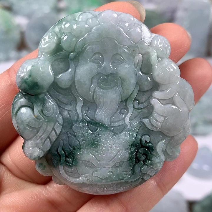 颈饰未镶嵌翡翠立体财神爷福利有棉感微瑕福利