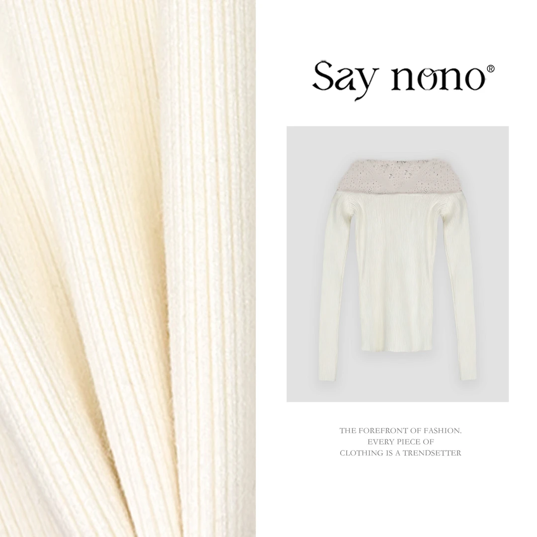 懒猫nono│Saynono 时尚简约纹理设计绵羊毛拼接针织上衣GG2056BY